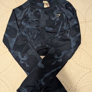 Black and Blue Camouflage Long Sleeve Top